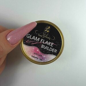 Studio Glam Flake Builder Gel 01 &ndash; Roze met gouden flakes